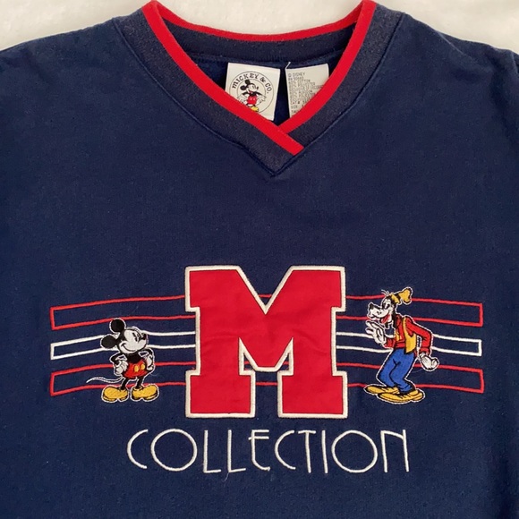 {VTG} Mickey & Co. | 90s M Collection Embroidered V-Neck Elbow Patch Sweatshirt - Picture 3 of 15